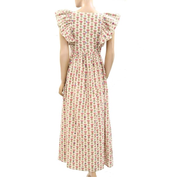 Saylor Anthropologie Floral Darya Maxi Dress Printed Cotton Lace Ruffle S 282025 - Picture 7 of 8
